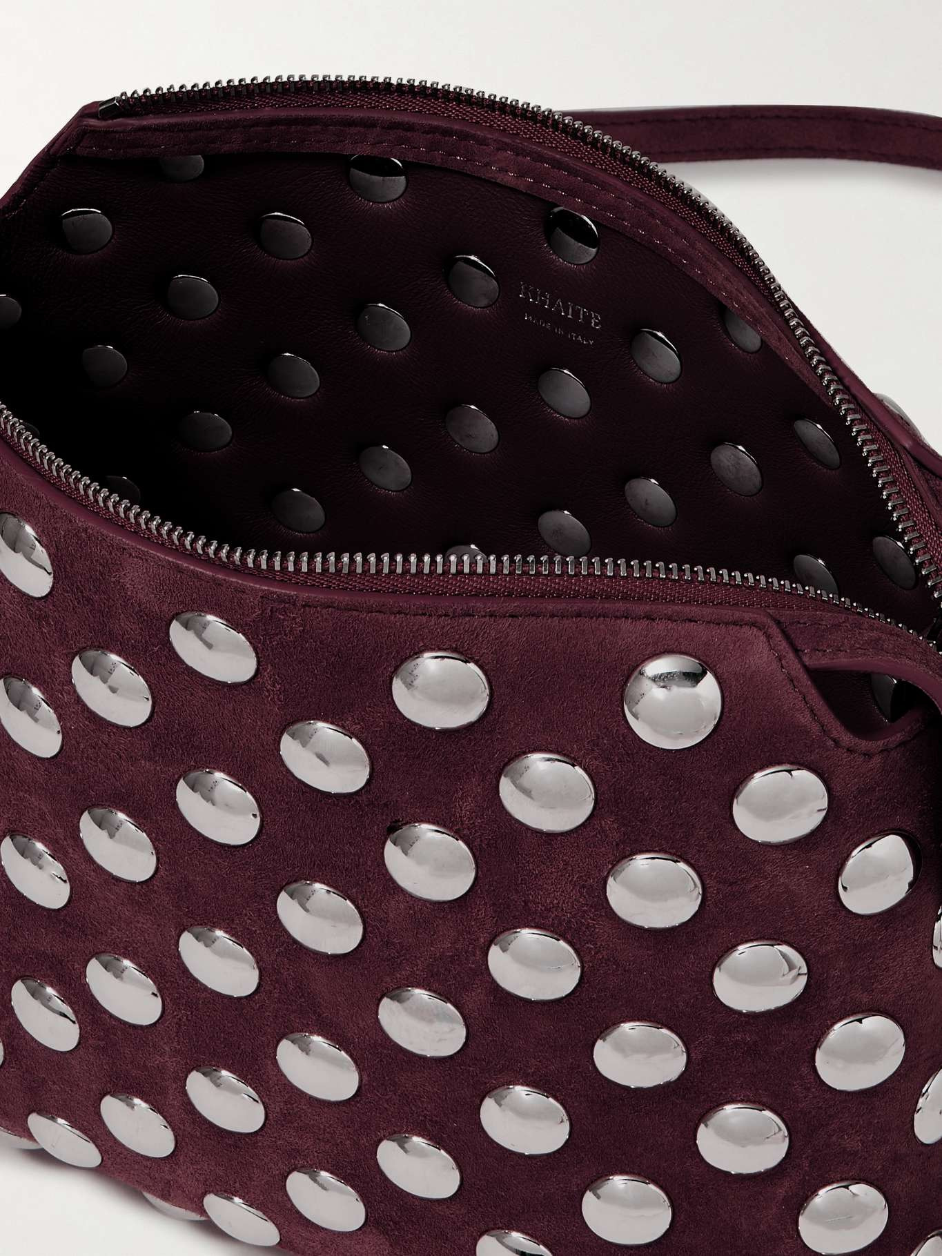 Lina medium studded suede shoulder bag Burgundy - 5