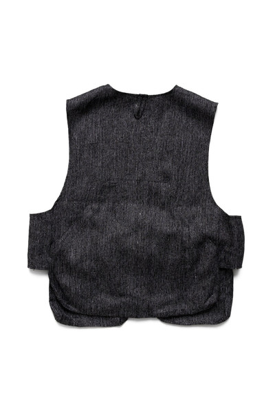 Engineered Garments Fowl Vest Linen Stripe - Black/Grey outlook