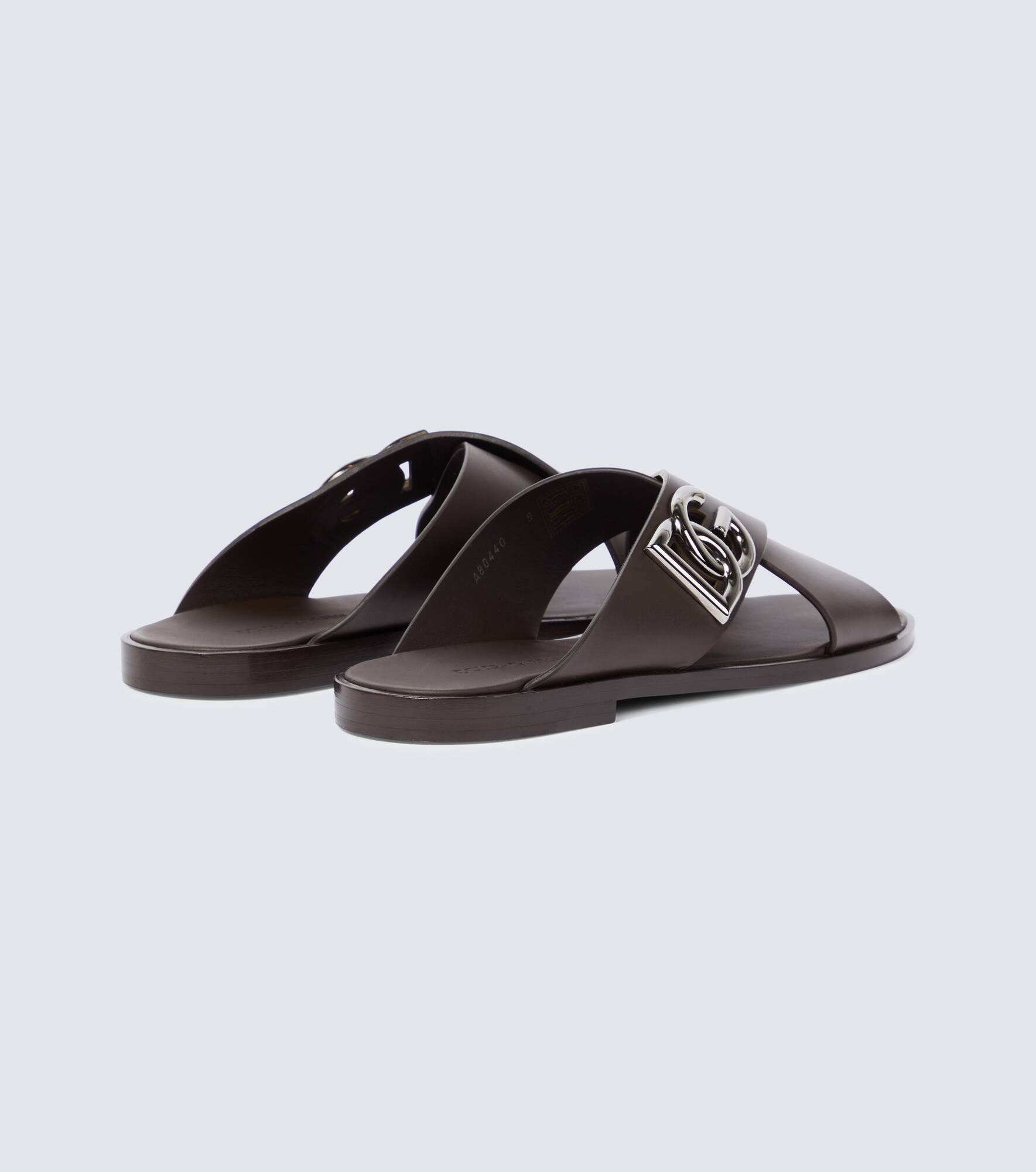 Logo leather slides - 6