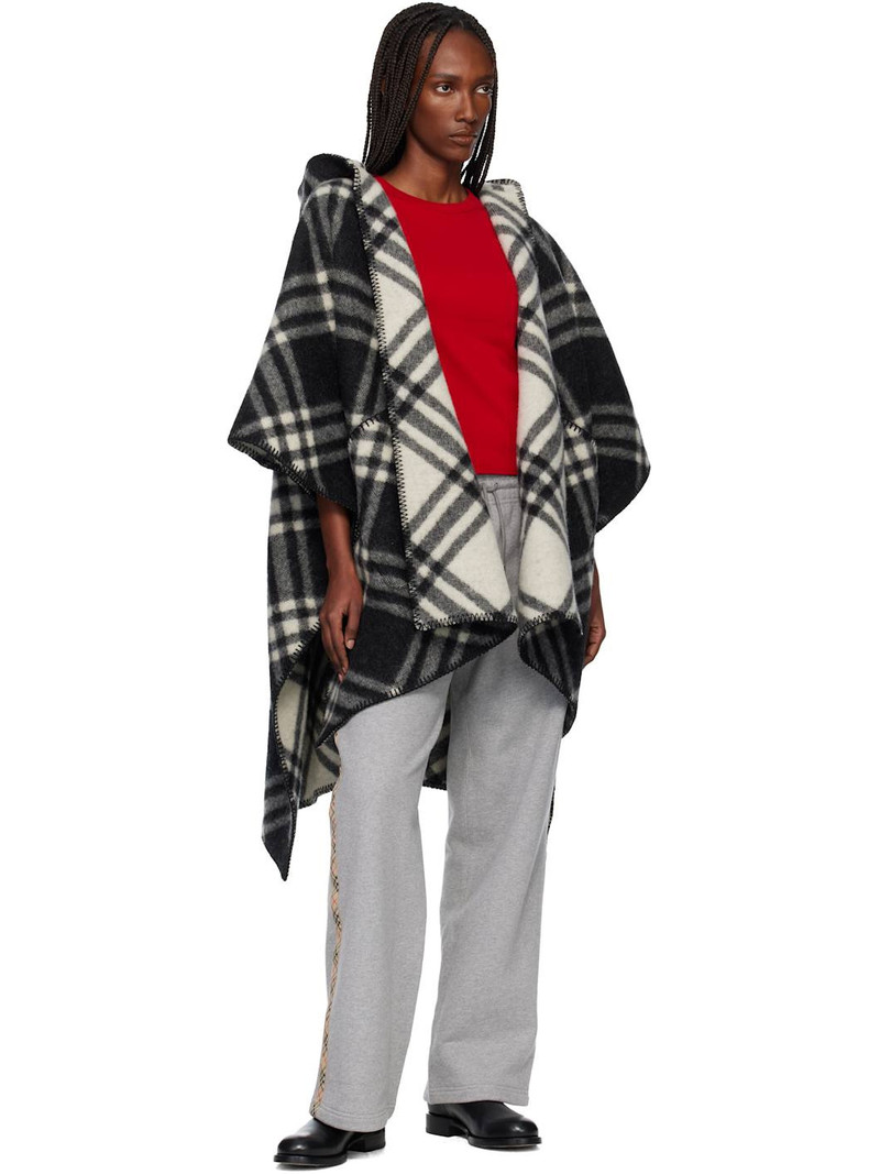 Burberry Black Check Wool Reversible Cape outlook