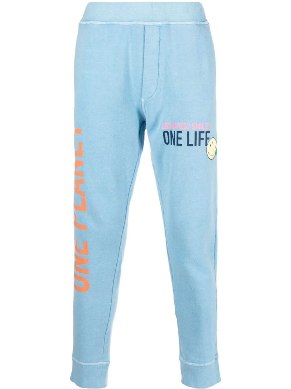 slogan-print cotton track pants - 1