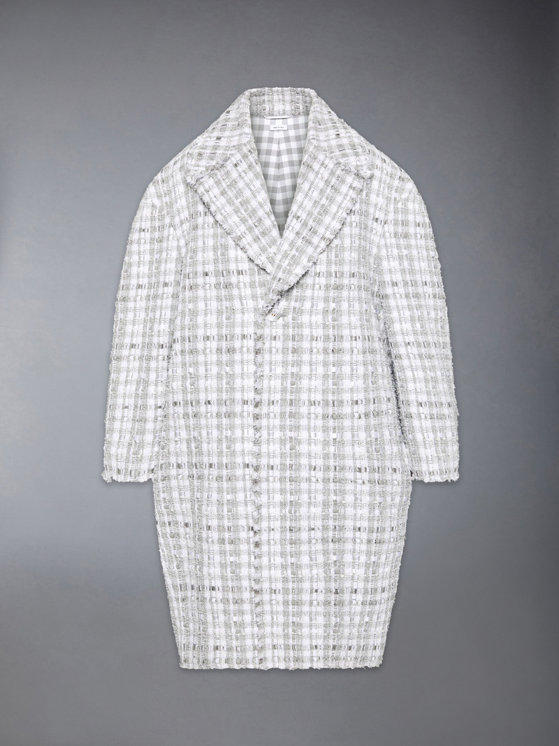 GINGHAM RIBBON TWEED COCOON COAT 1