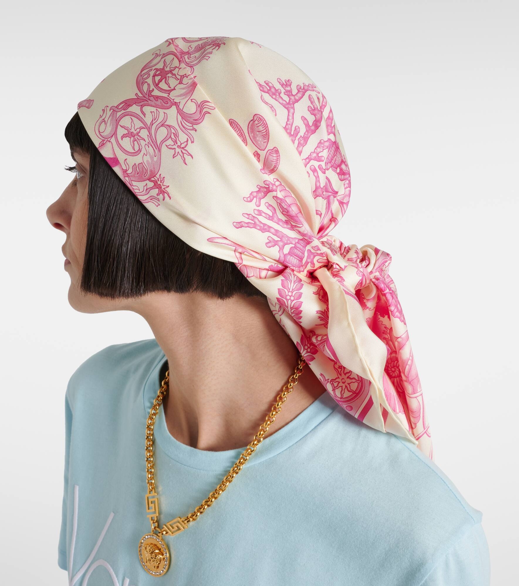 Underwater Barocco silk satin scarf - 3