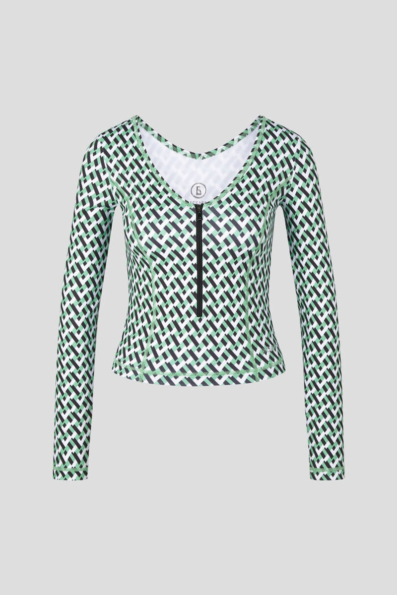 Kristy Long-sleeve top in Green/Black 1