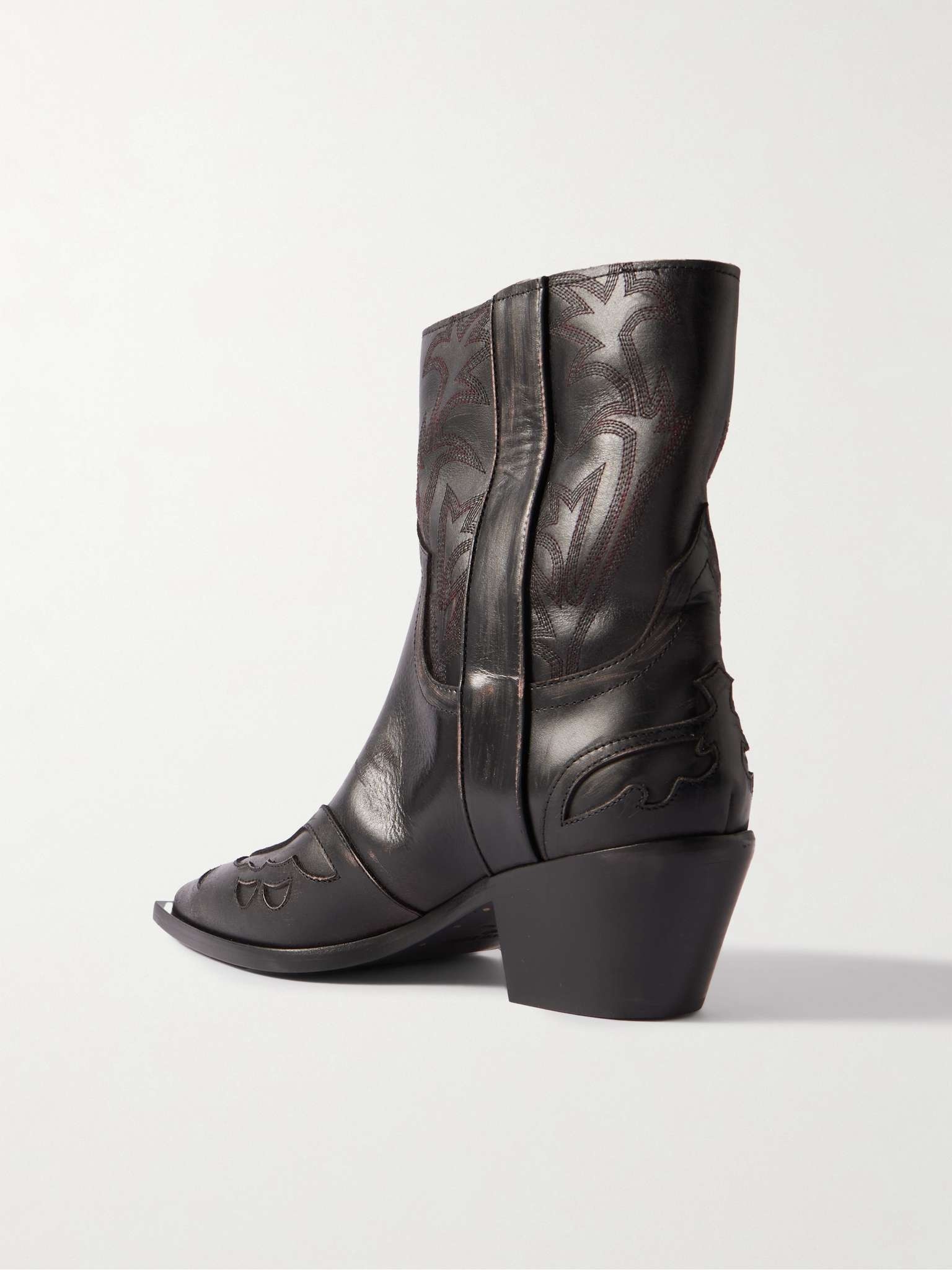 Distressed Leather Cowboy Boots - 3