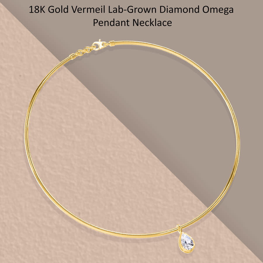 Diamond2Deal - Diamond2Deal 18k Vermeil Plated Silver1 Ct Pear Cut Lab Grown Diamond Pendant Necklace 18" VVS-VS, E - 4