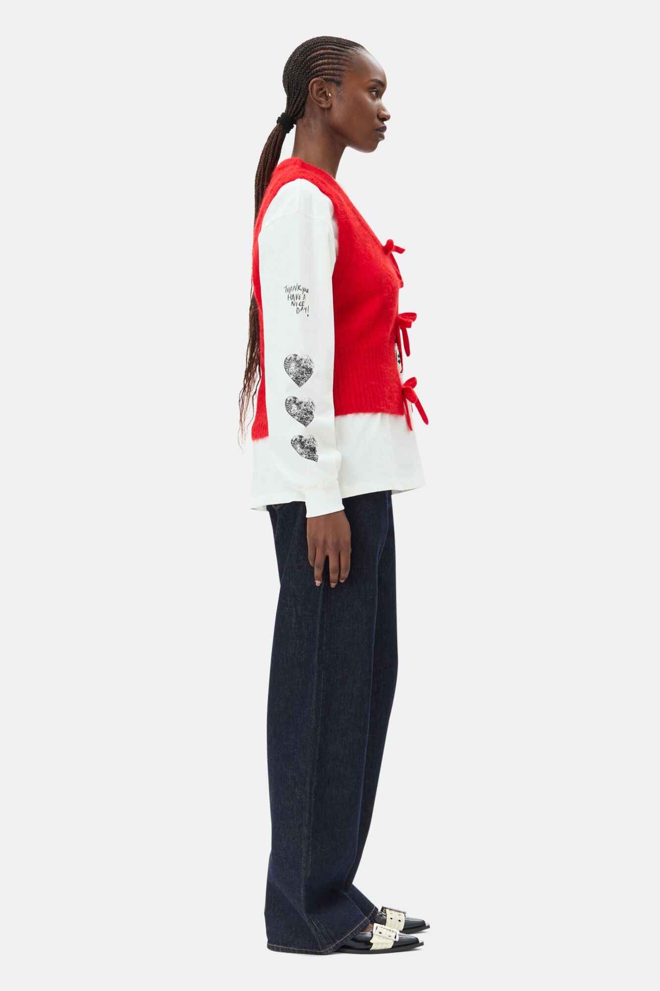 RED TIE STRING VEST - 4