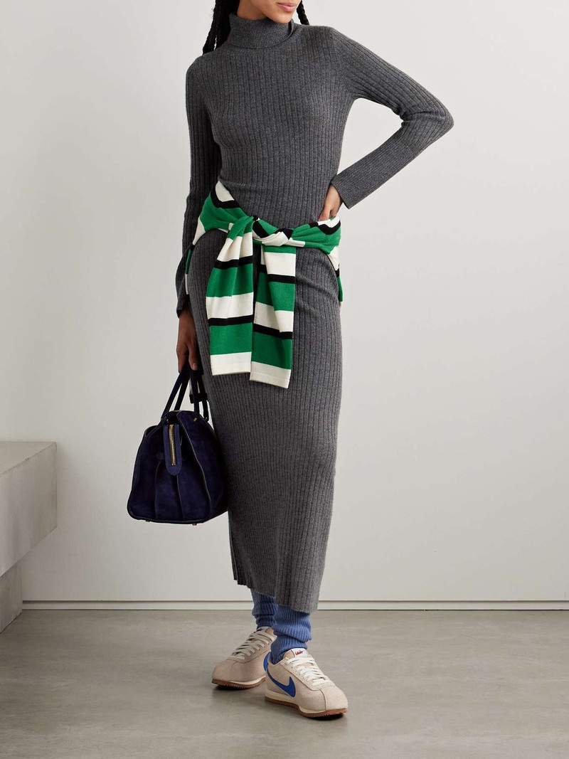 GUEST IN RESIDENCE Ribbed cashmere turtleneck maxi dress Gray outlook