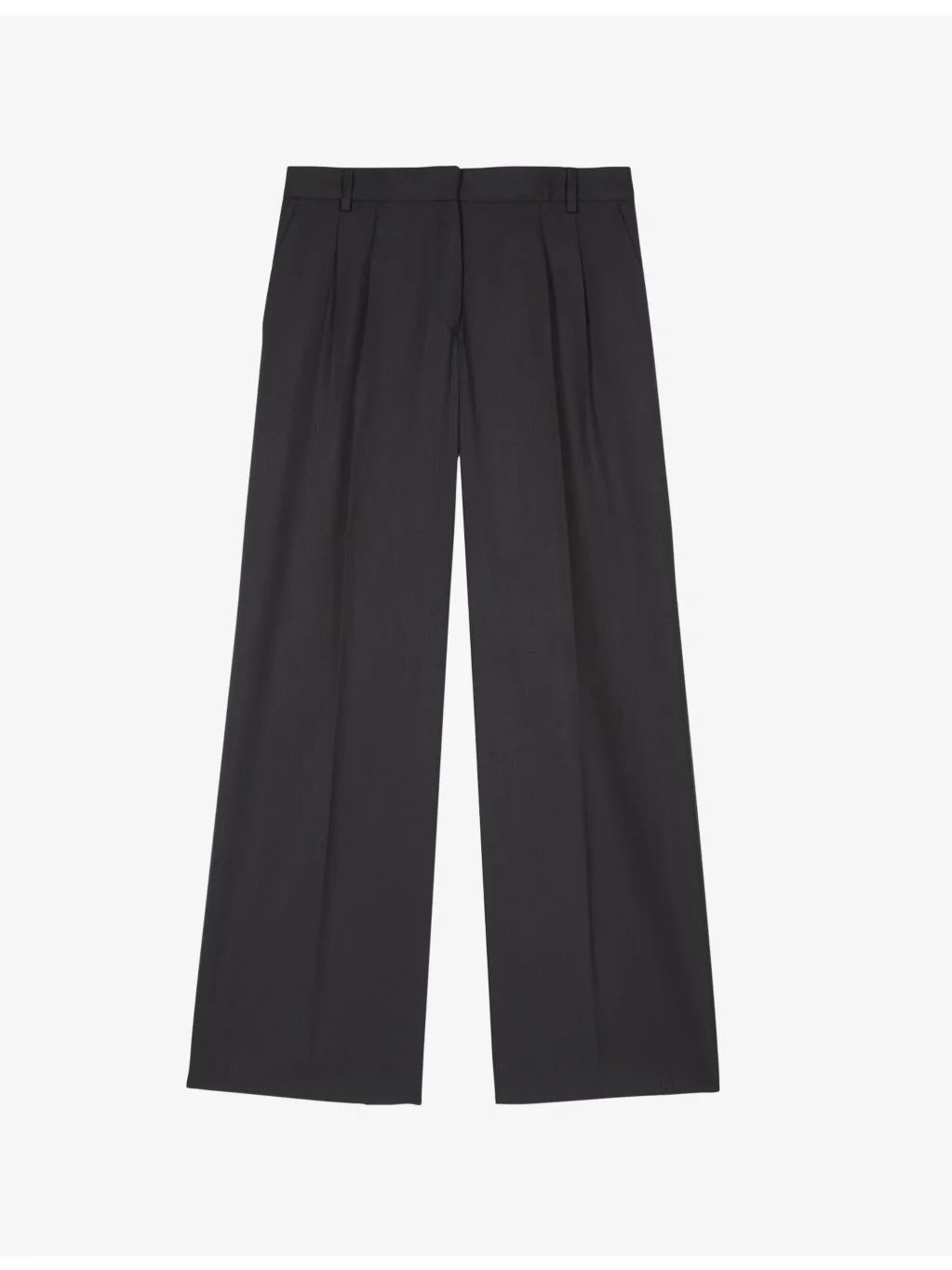 Wide-Leg Mid-Rise Wool Trousers - 1