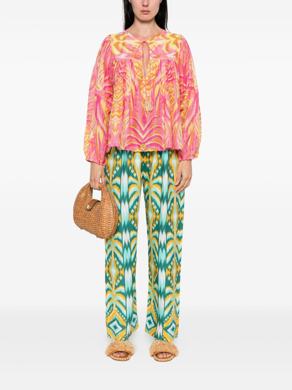 Tropical Tapestry ikat-pattern elastic-waist trousers - 2