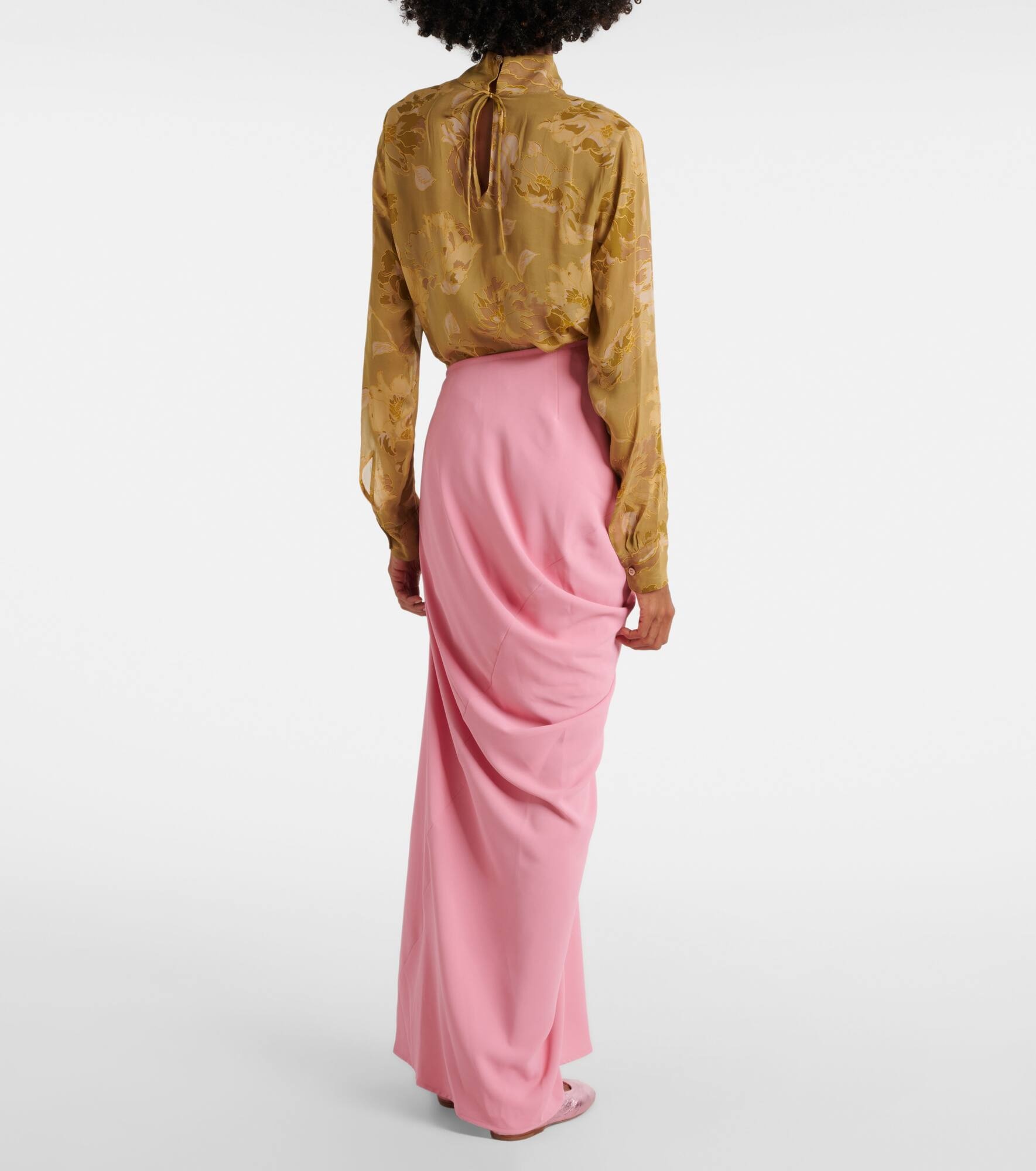 Draped crêpe maxi skirt - 3