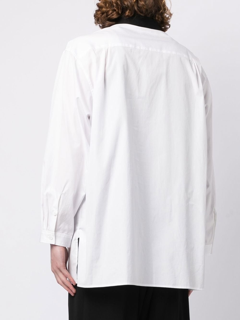 asymmetric-collar cotton shirt - 4