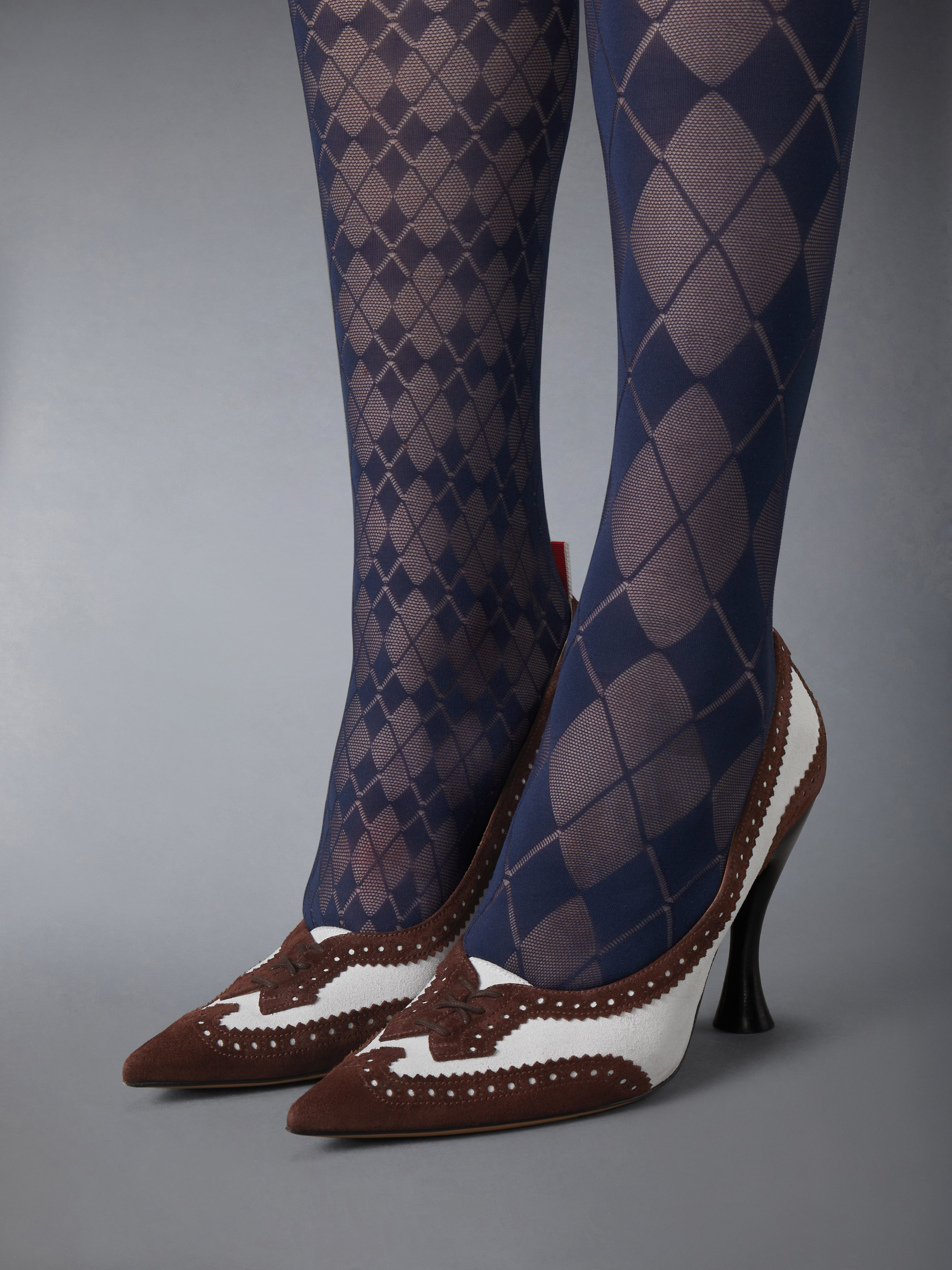 CALF SUEDE LOW THROAT WINGTIP PUMP 90MM - 4