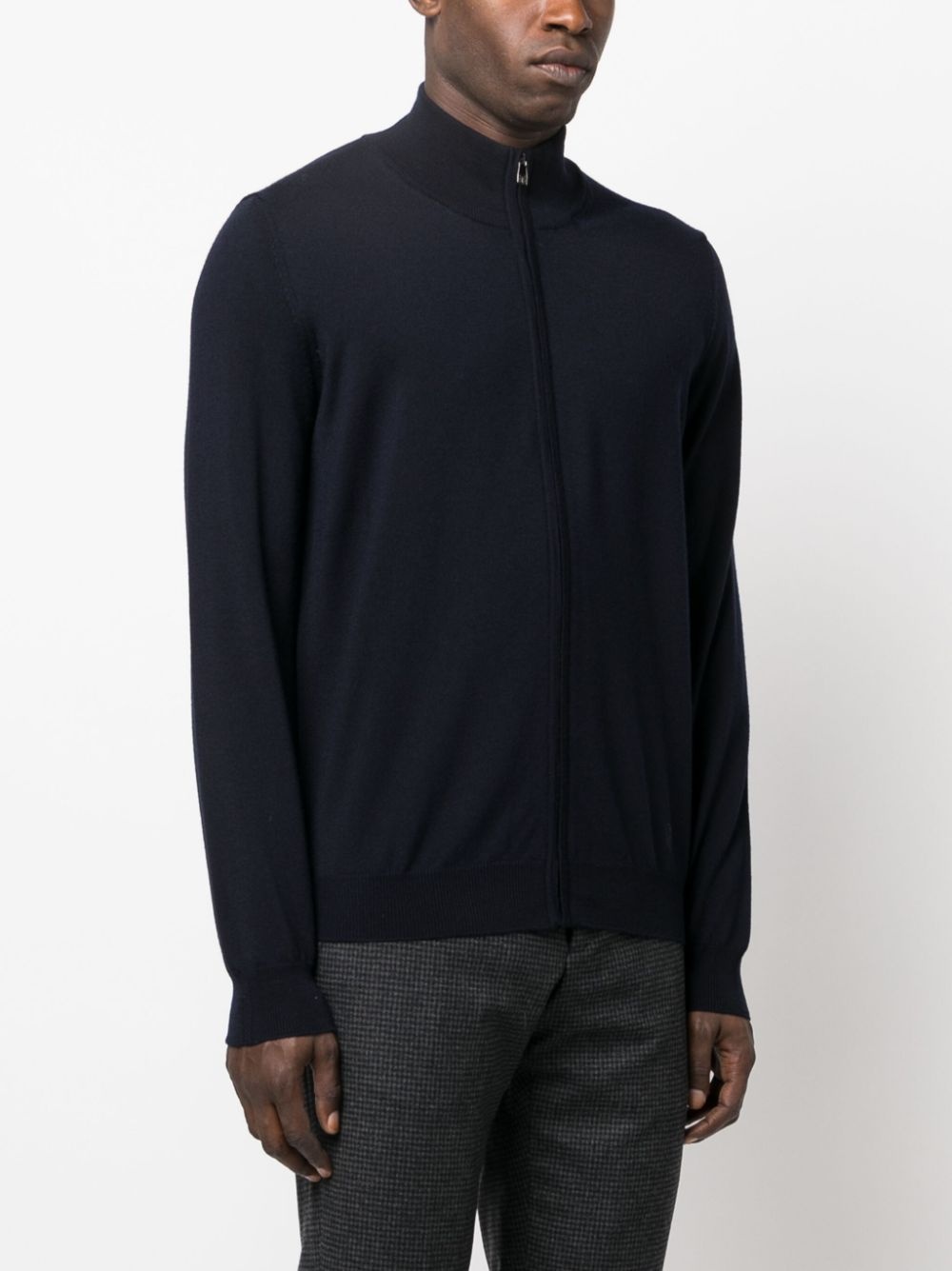 logo-patch zip-up cardigan - 3