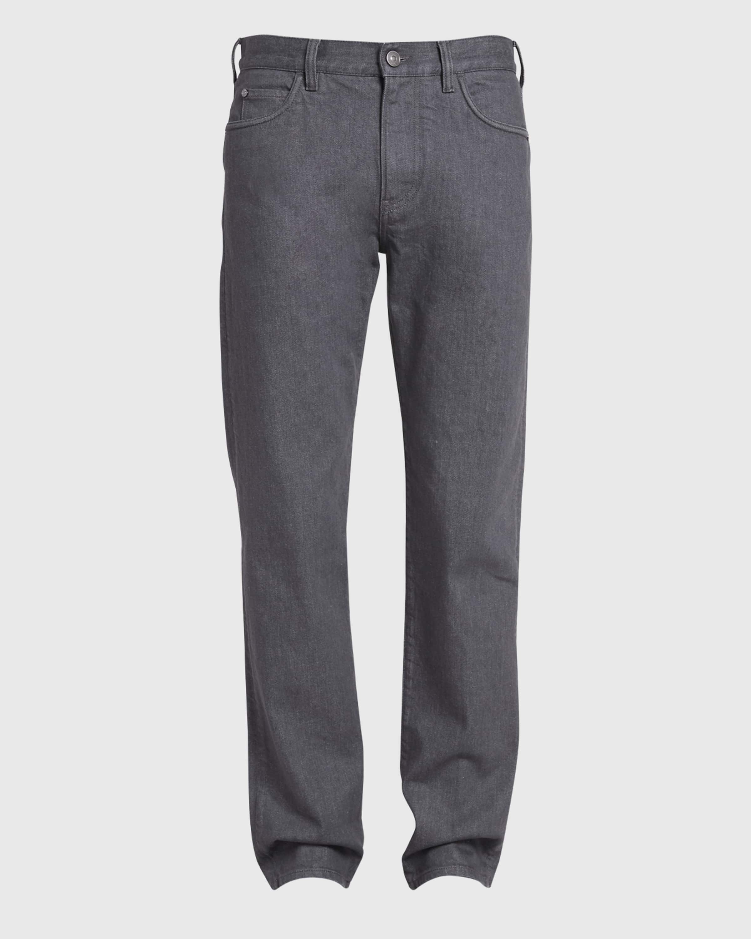 Men's 5-Pocket Grey Denim Jeans - 1