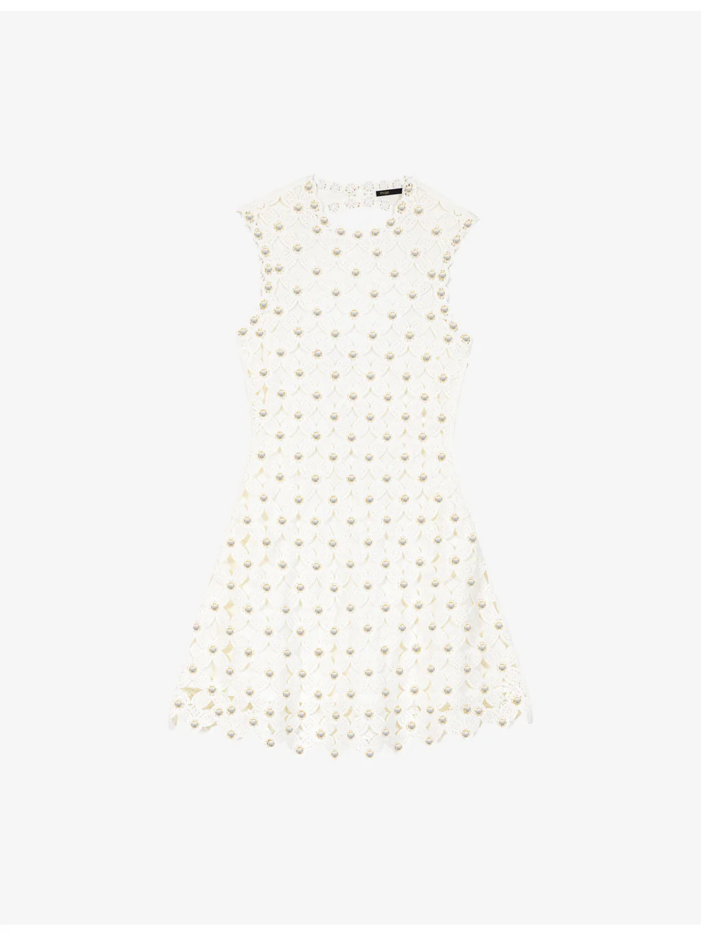 Sleeveless Sequin-Embellished Crochet Mini Dress - 1