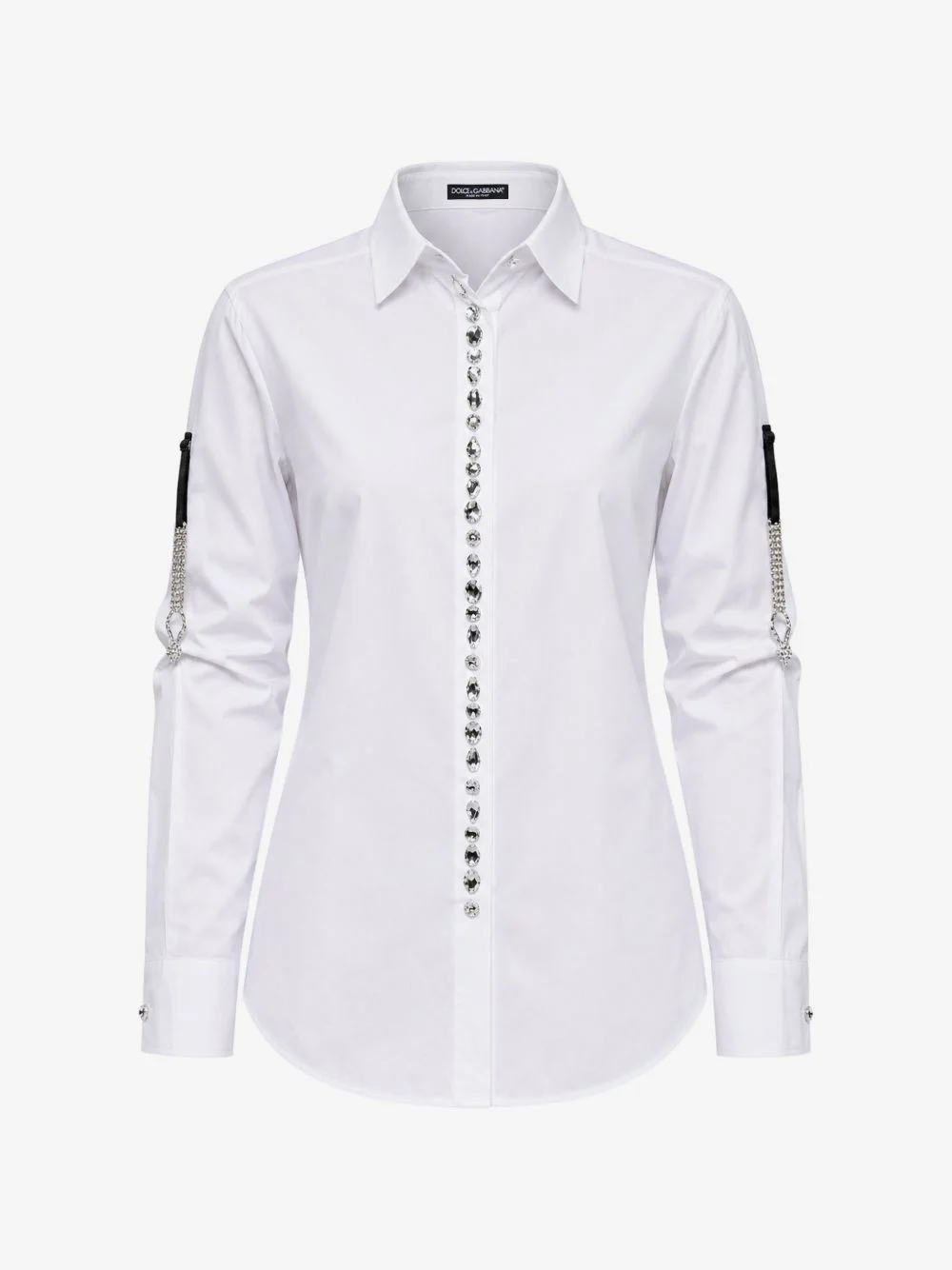 crystal-embellished chain-detail shirt - 1