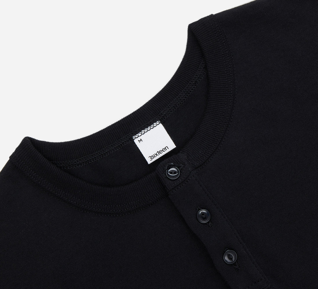 Long Sleeve Henley - Black - 3