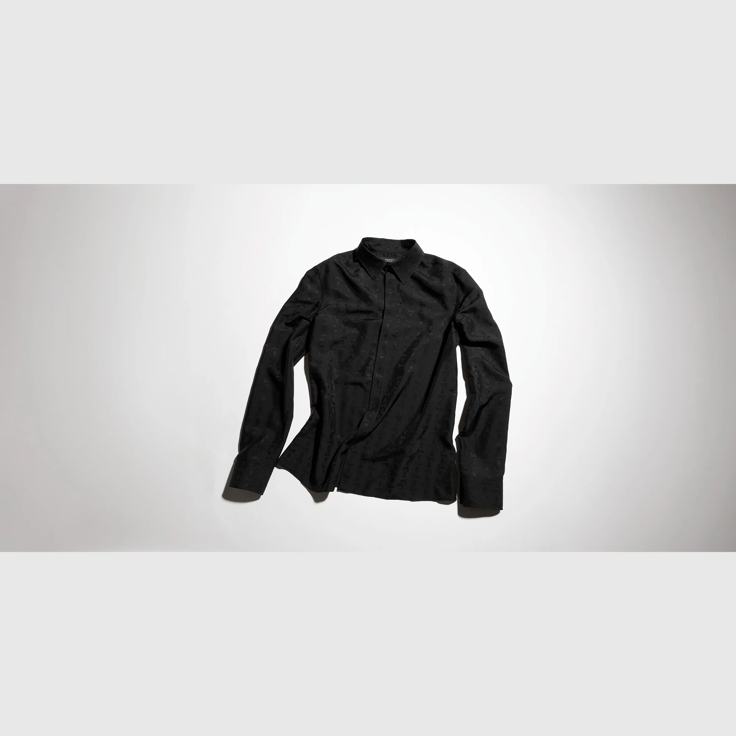 Silk habotai shirt with jacquard detail - 1
