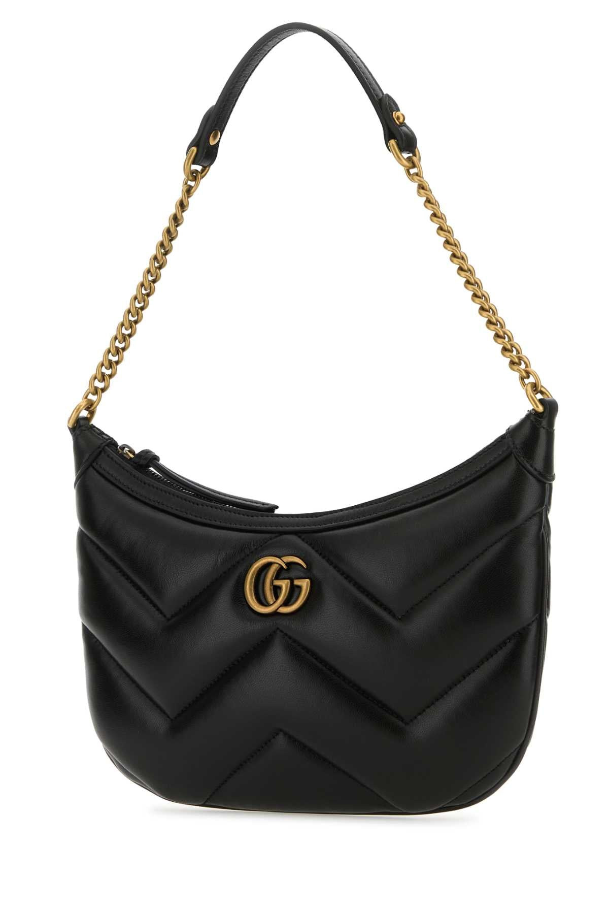 Gucci Women Black Leather Gg Marmont Shoulder Bag - 2