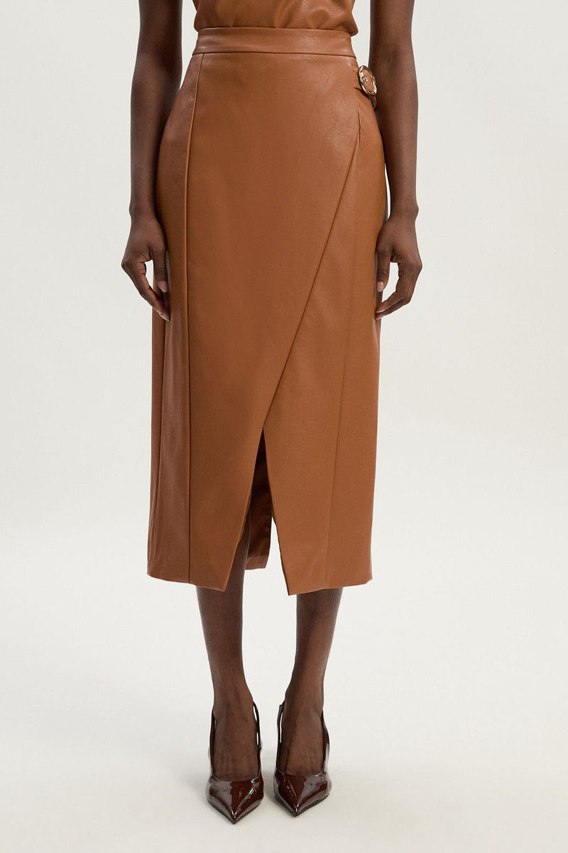 KAREN MILLEN Faux Leather Belt Detail Skirt outlook