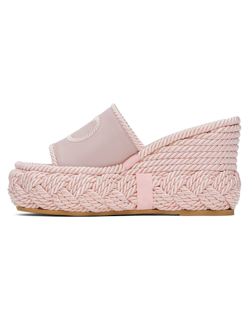 Valentino Pink VLogo Torchon Wedge Slide Sandals outlook