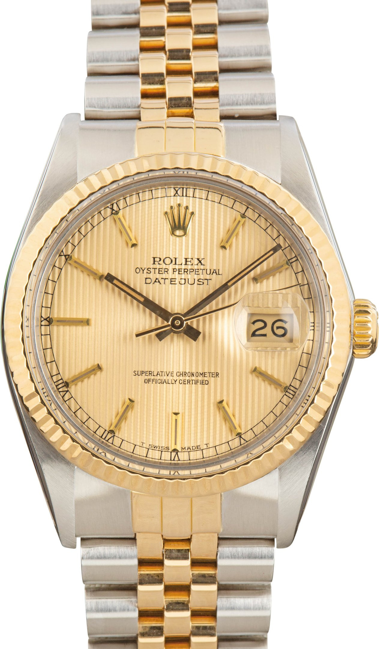Rolex Datejust Two Tone 16013 Champagne Tapestry Dial - 1