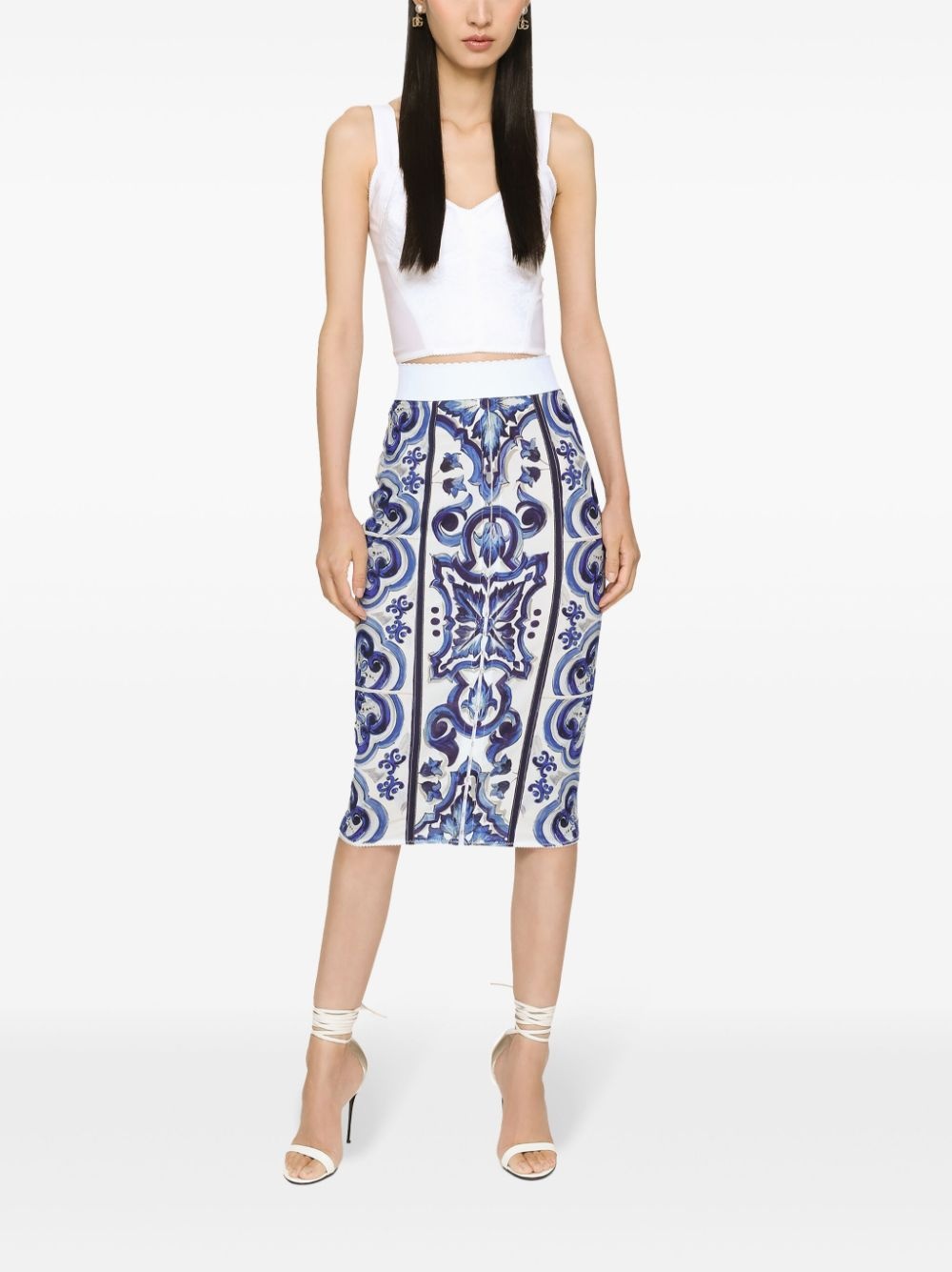 Majolica-print midi skirt - 2
