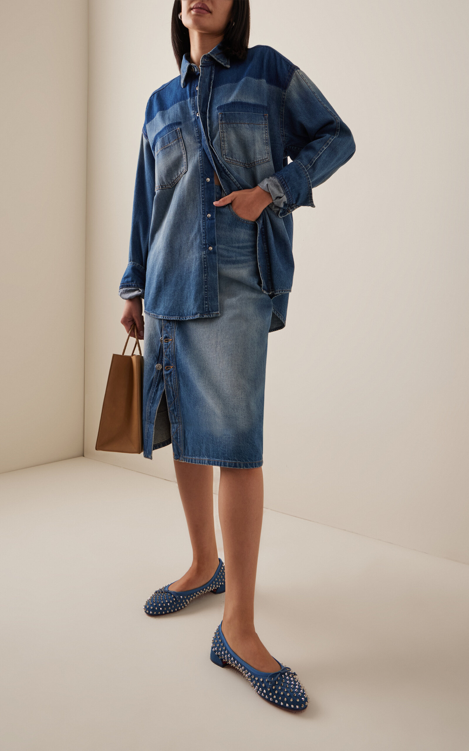 Sweetie Jane Studded Denim Flats blue - 2