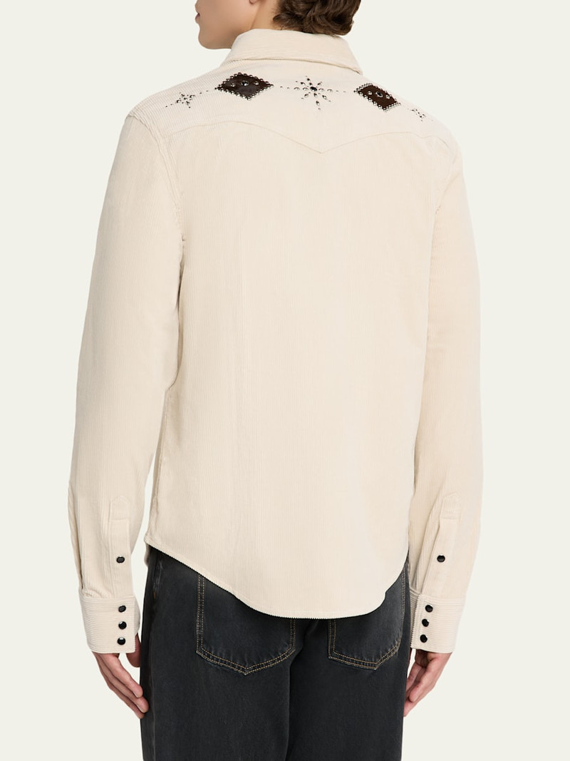 COÛT DE LA LIBERTÉ Men's Stevie Cord-Embellished Western Shirt outlook