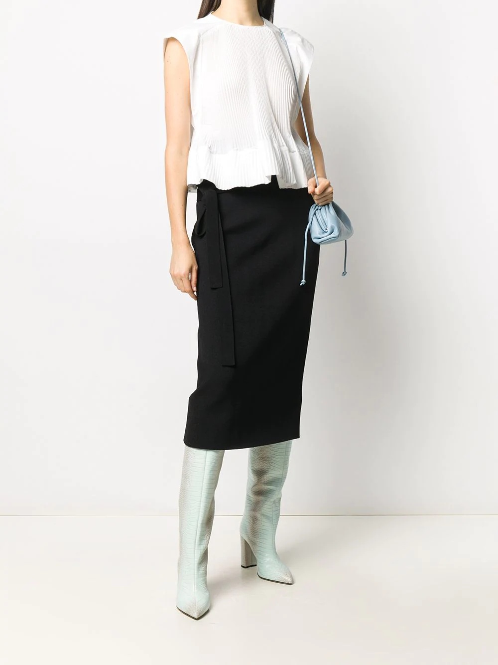 belted knit pencil skirt - 2