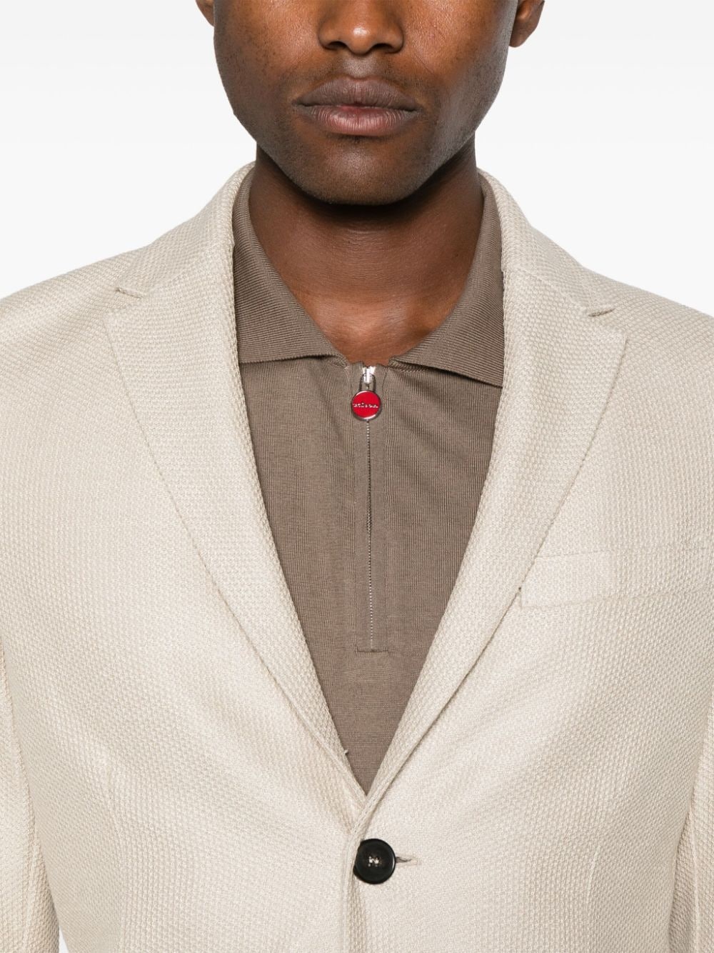 single-breasted linen blend blazer - 5