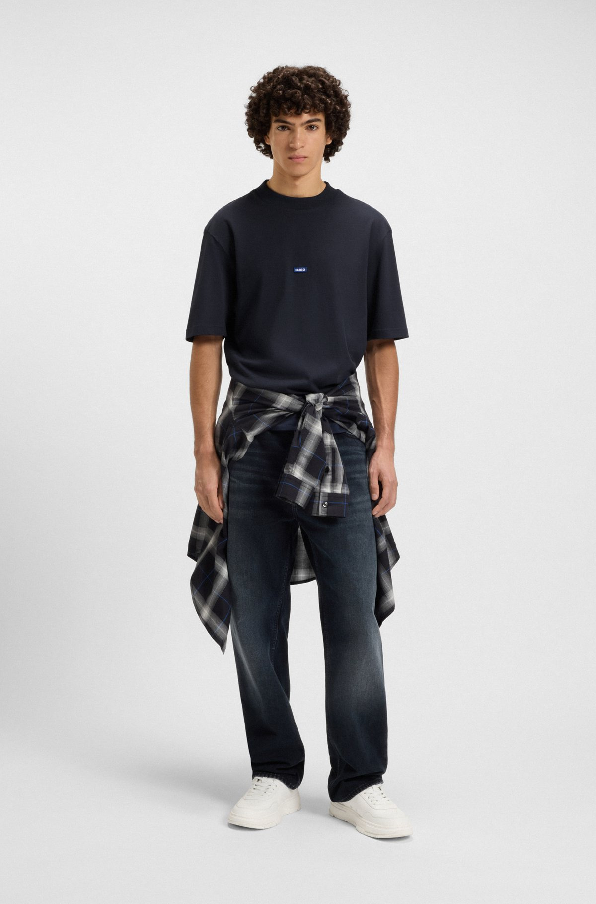 REGULAR-FIT COTTON-JERSEY T-SHIRT WITH BLUE LOGO PATCH - 4