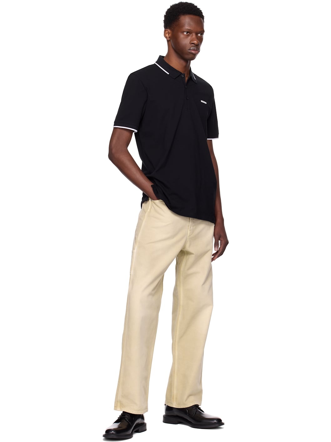 Black Stretch Cotton Slim-Fit Logo Polo - 4