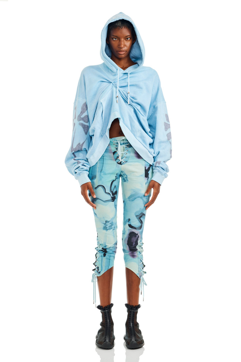 SKY FLOWERS DRAPED HOODIE 7