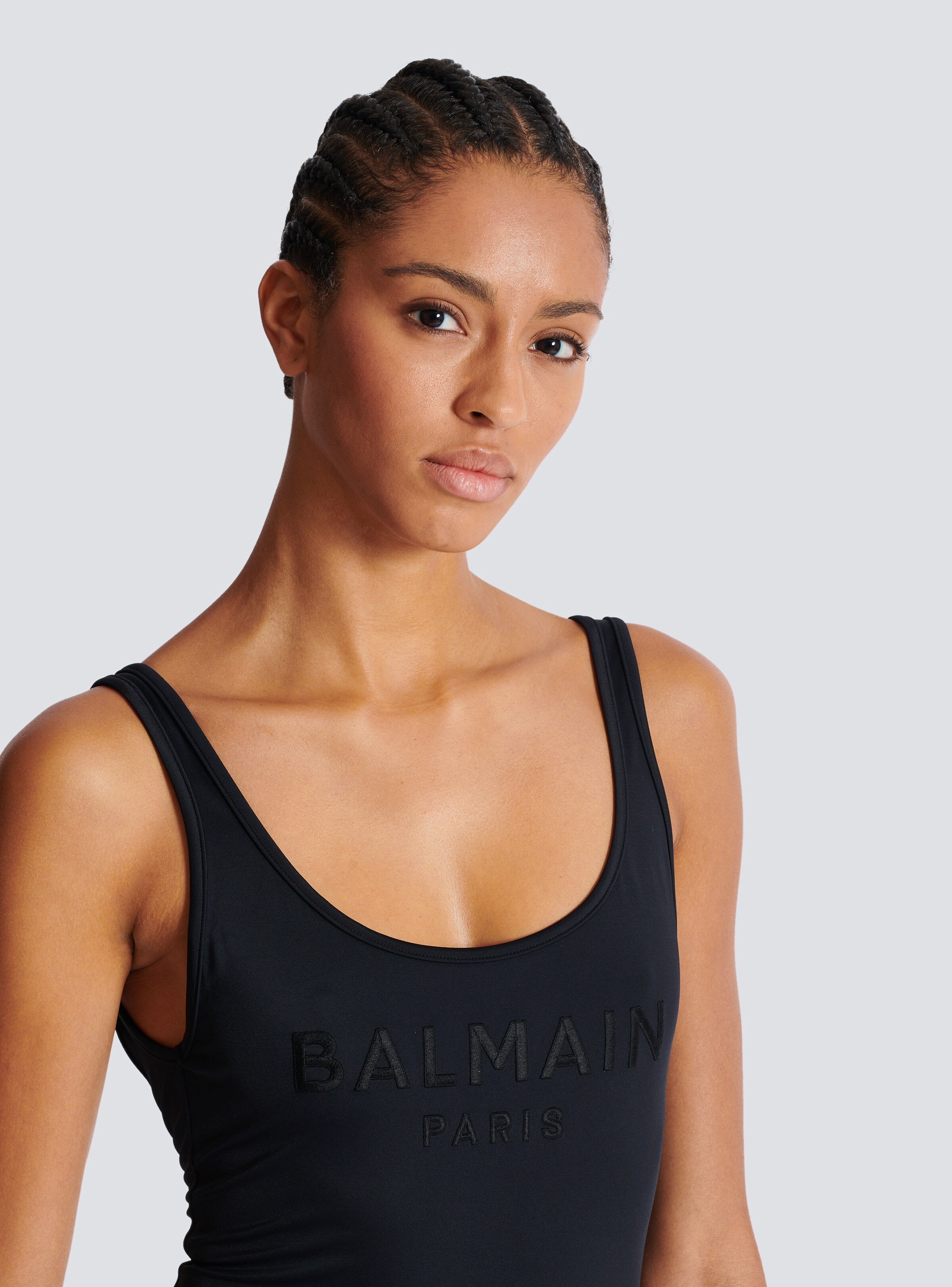 One-piece swimsuit with Balmain Paris embroidery - 7