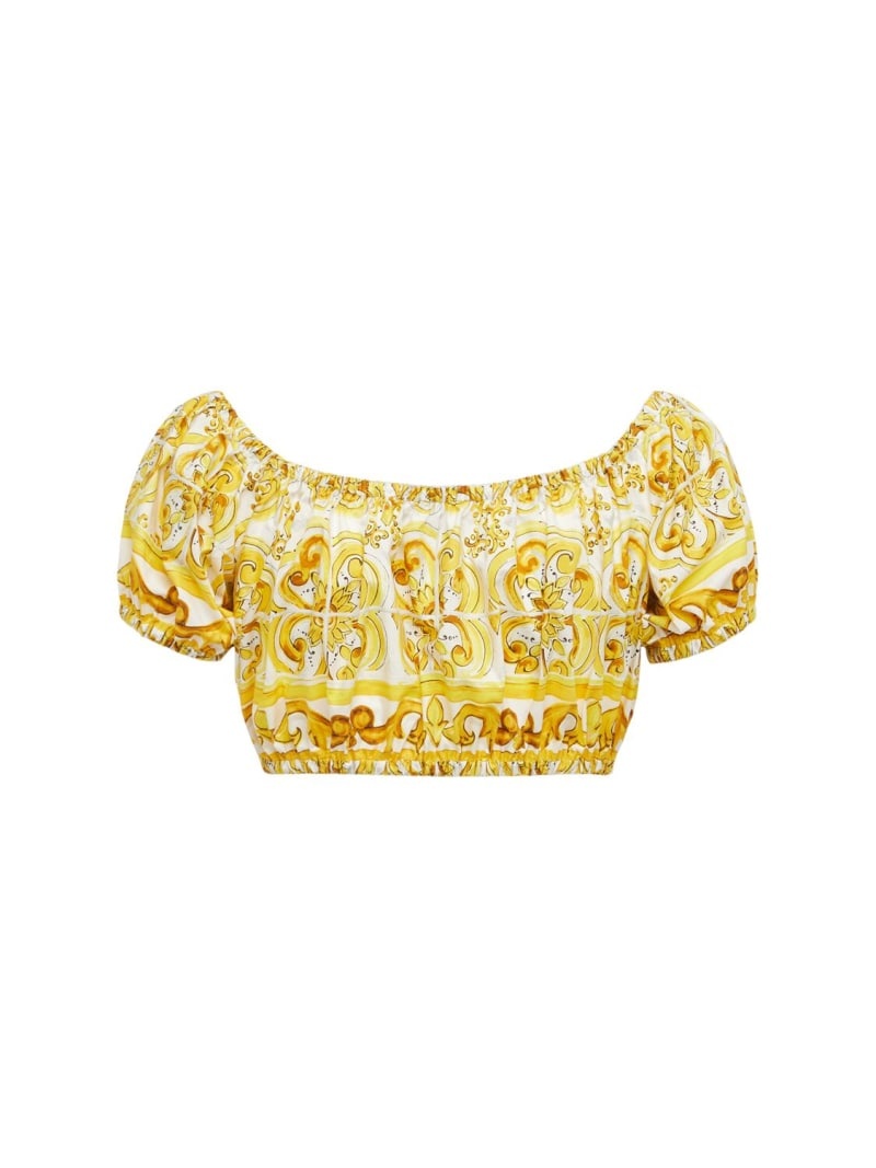 Maiolica printed poplin cropped top - 4