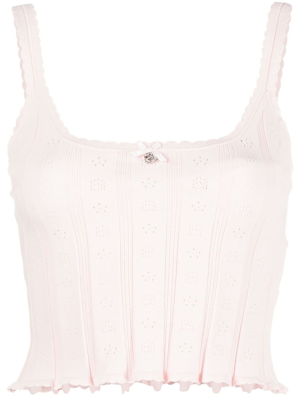 Alexander Wang pointelle-knit perforated cropped top