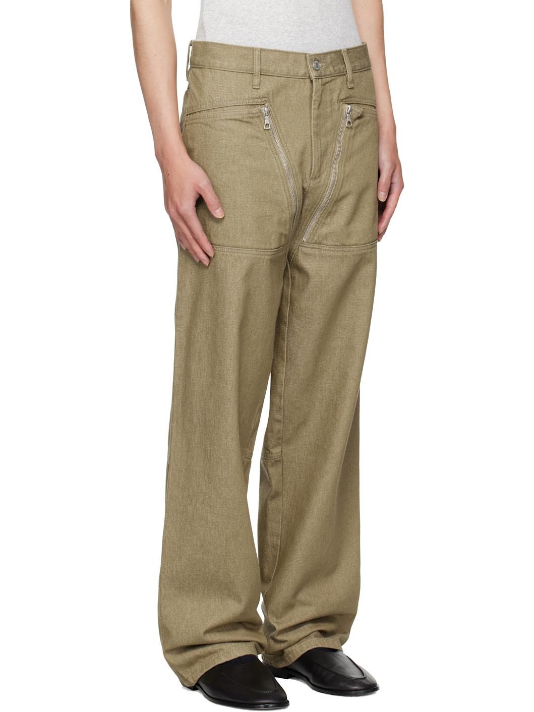 Taupe Paneled Jeans - 2