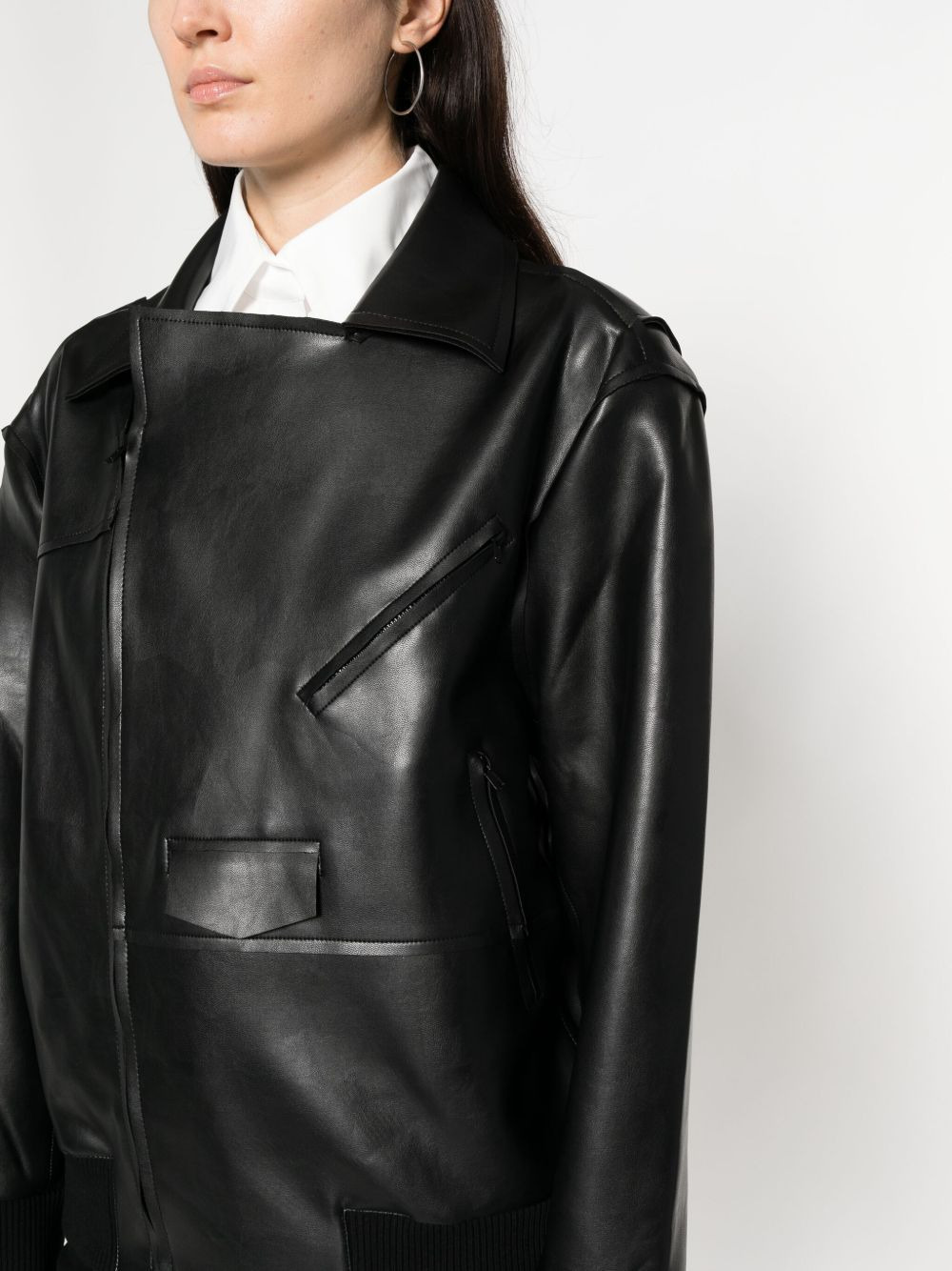 faux leather zip-up biker jacket - 5