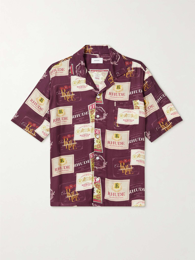 Wine Club Camp-Collar Printed Twill Shirt 1
