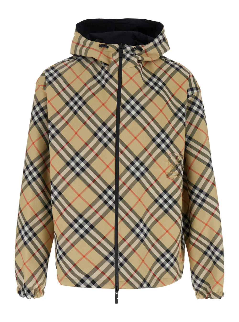 Burberry Reversible Check Hooded Jacket — Beige - 1