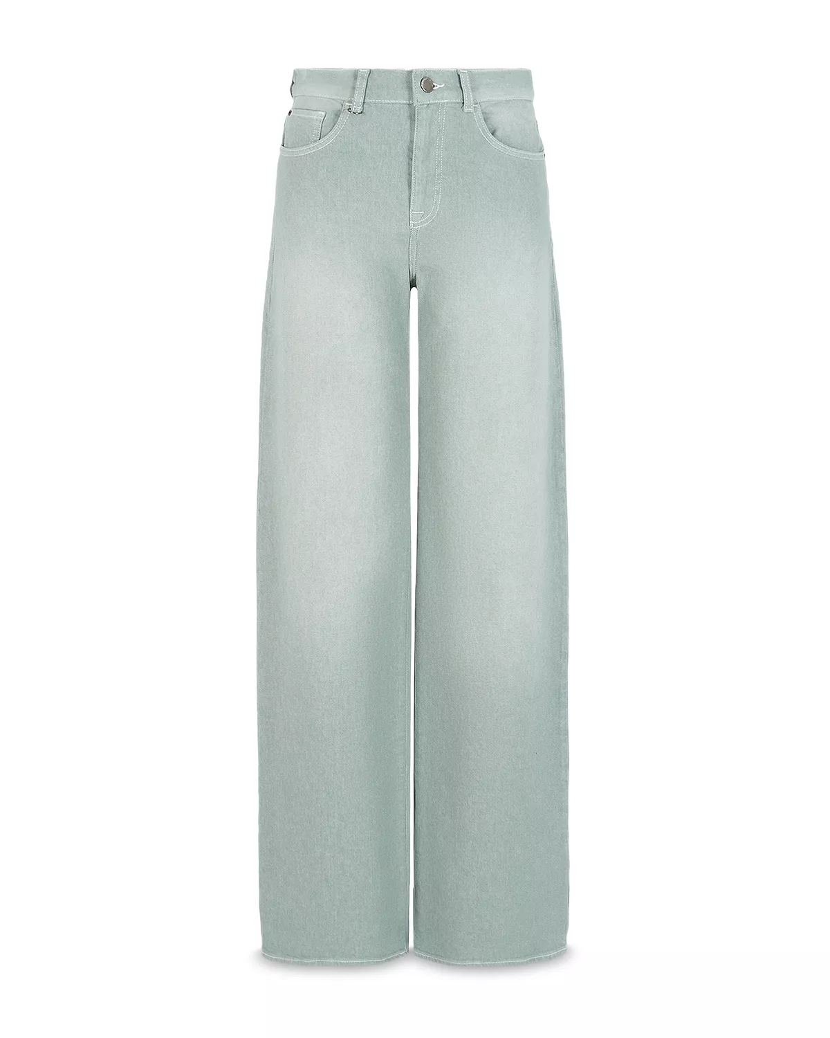 High Rise Straight Leg Jeans in Light Green - 6