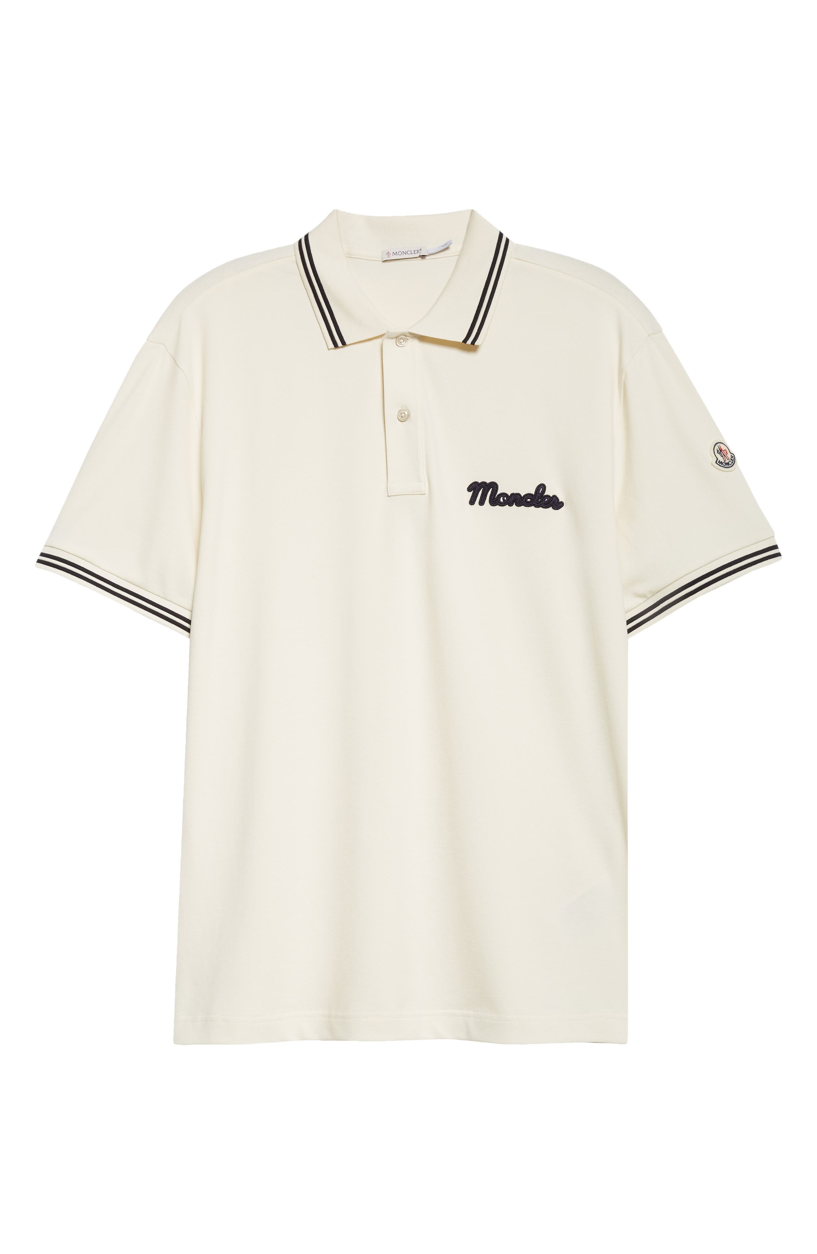 Moncler Tipped Piqué Polo in Antique White at Nordstrom - 5