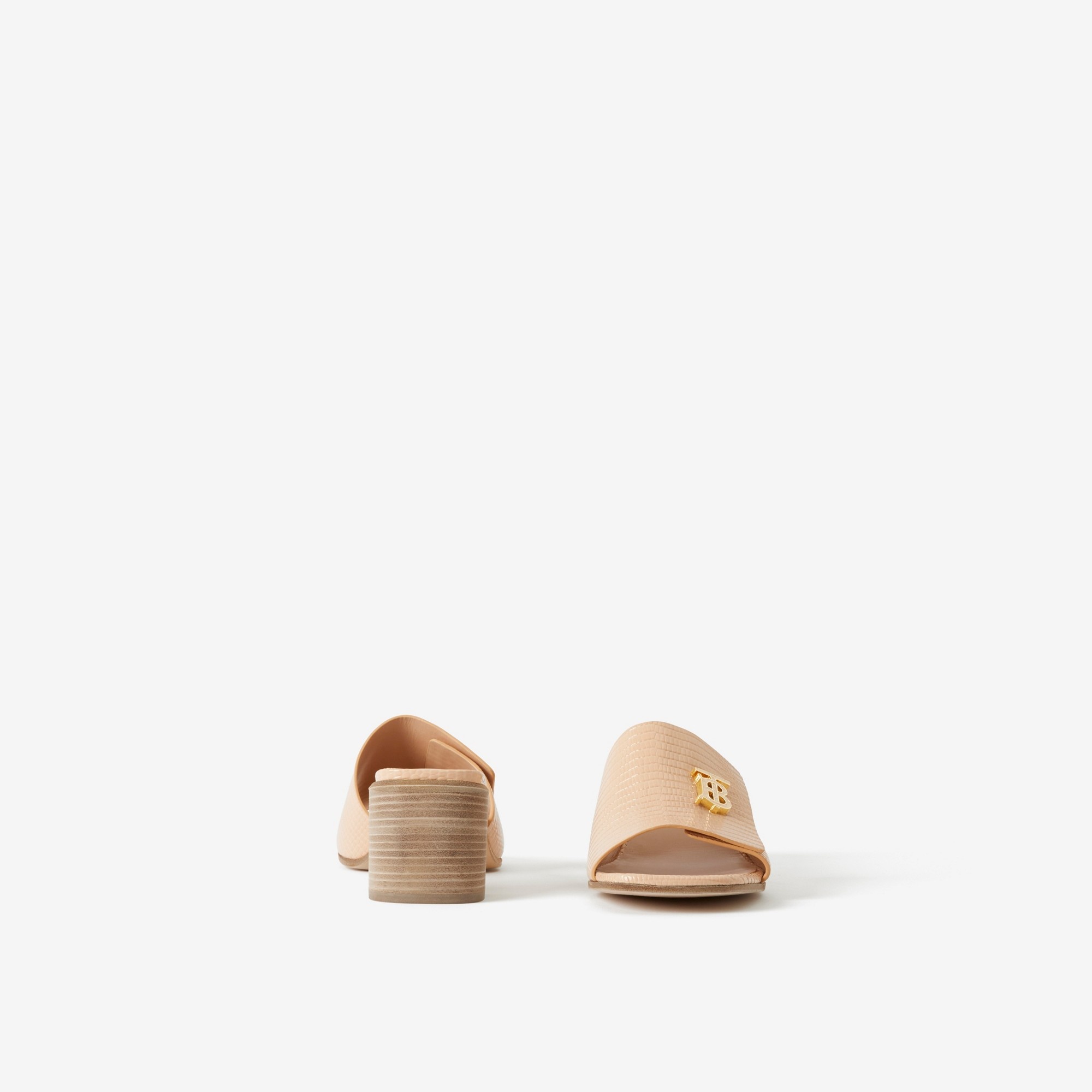 Monogram Motif Embossed Leather Mules - 4