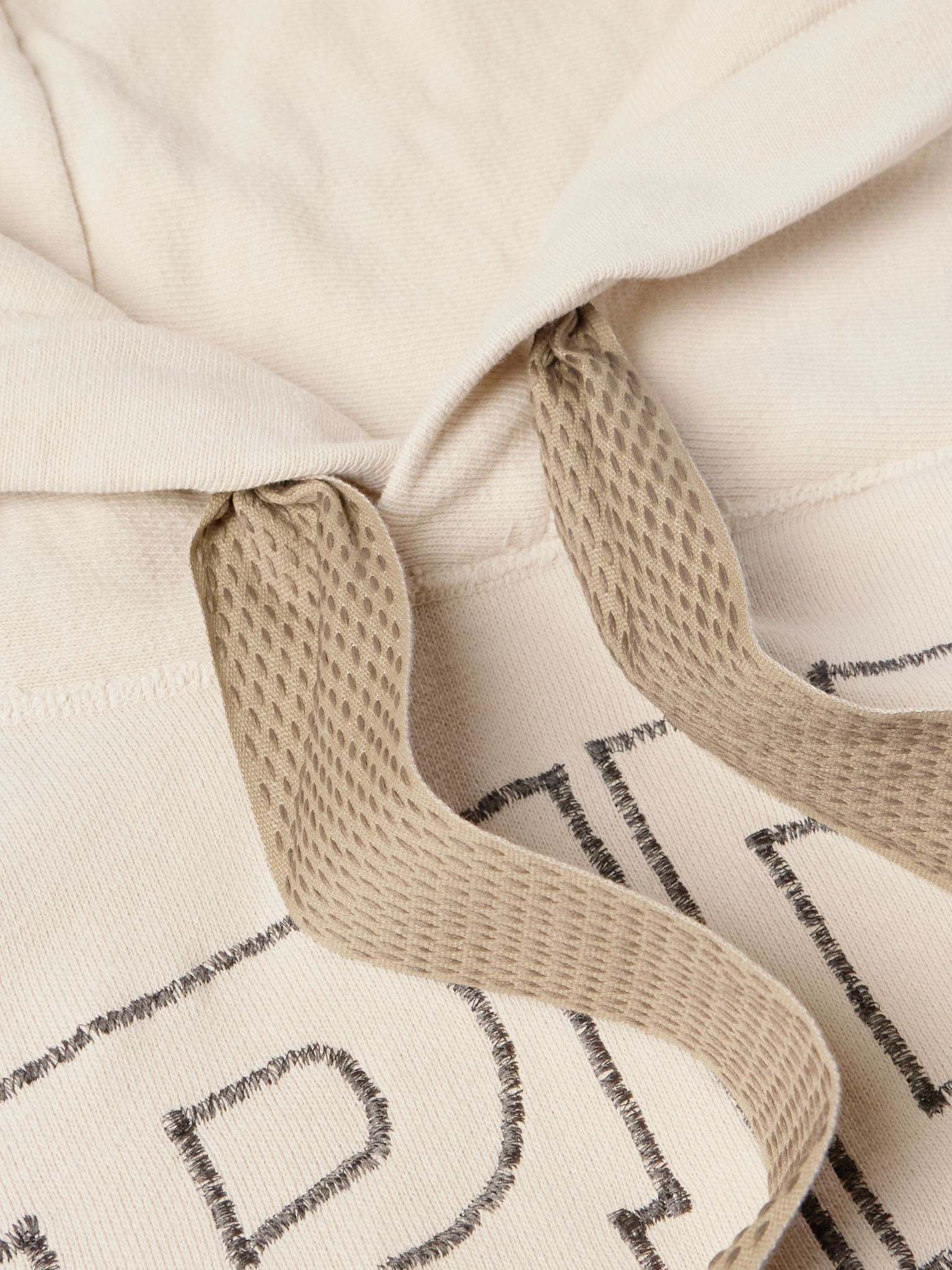 Logo-Embroidered Cotton-Jersey Hoodie Neutral - 4