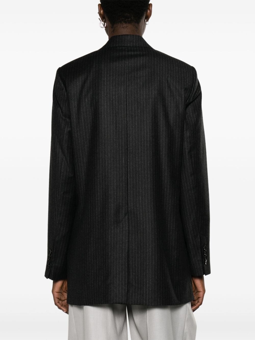 pinstripe-pattern wool blazer - 4