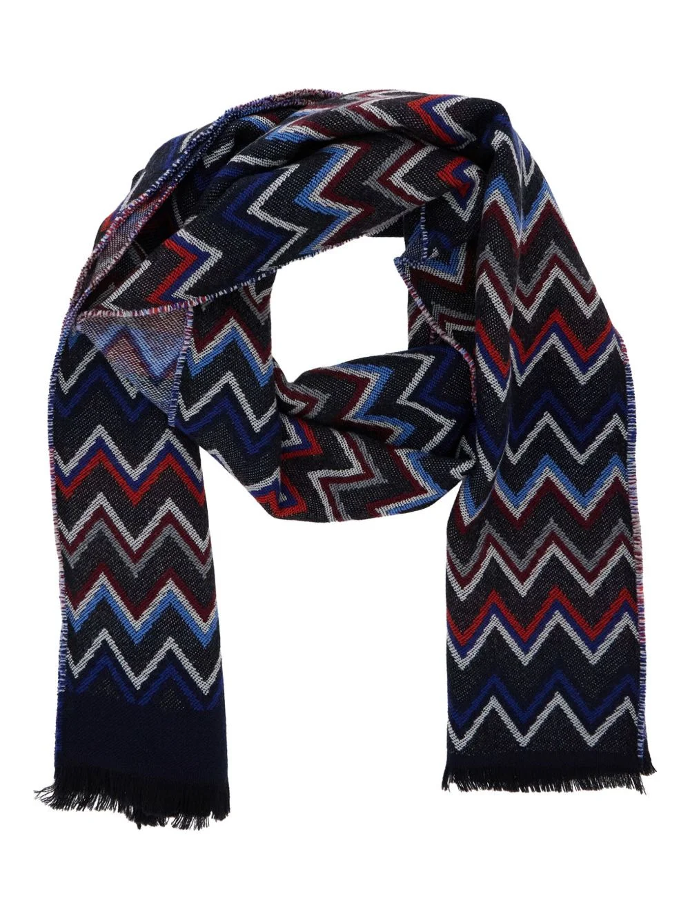 zigzag fringed wool scarf - 1