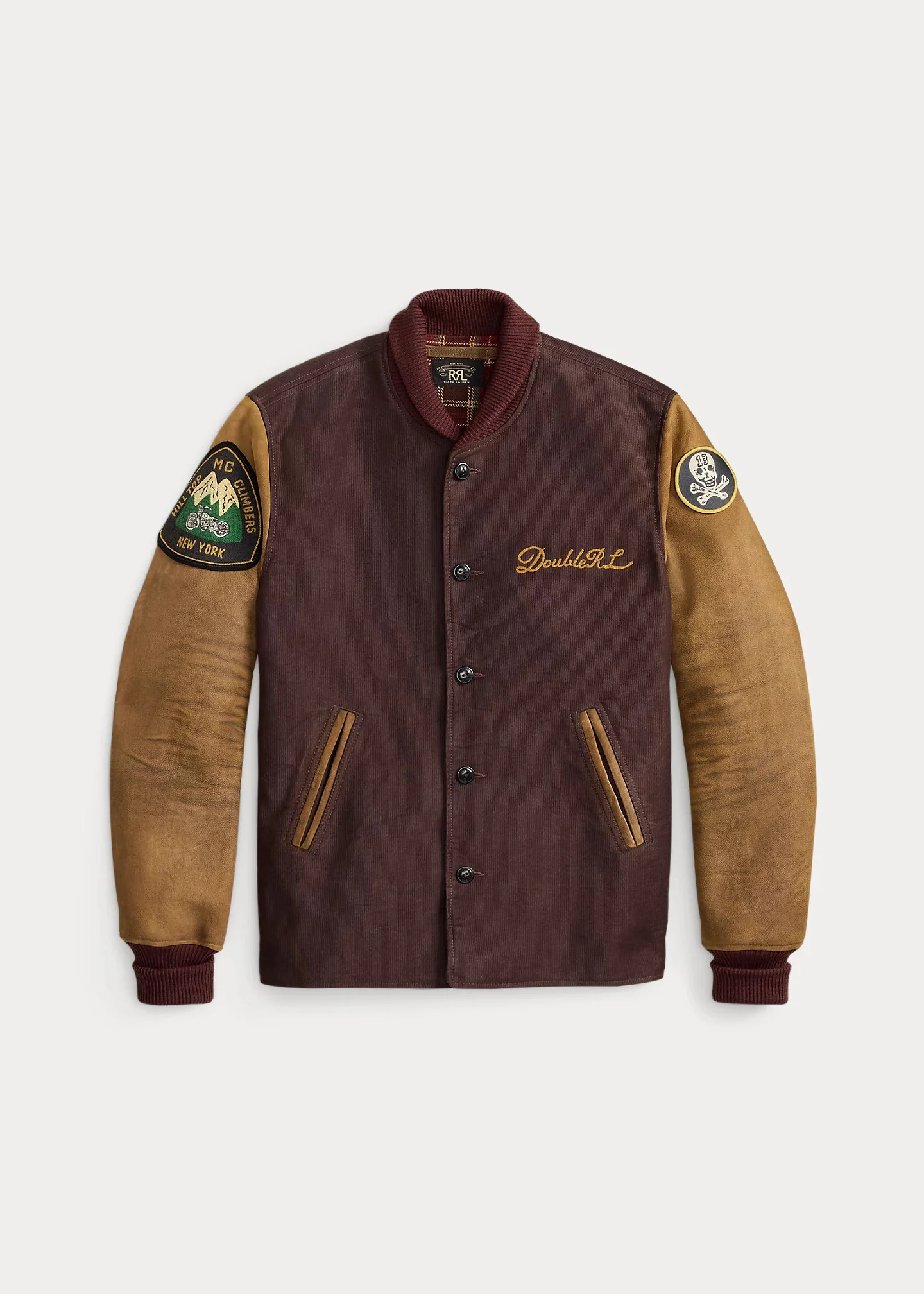 Leather-Sleeve Baseball Jacket - 1