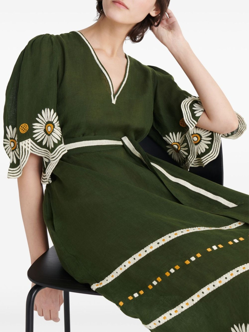 Hortense floral-embroidered linen dress 5